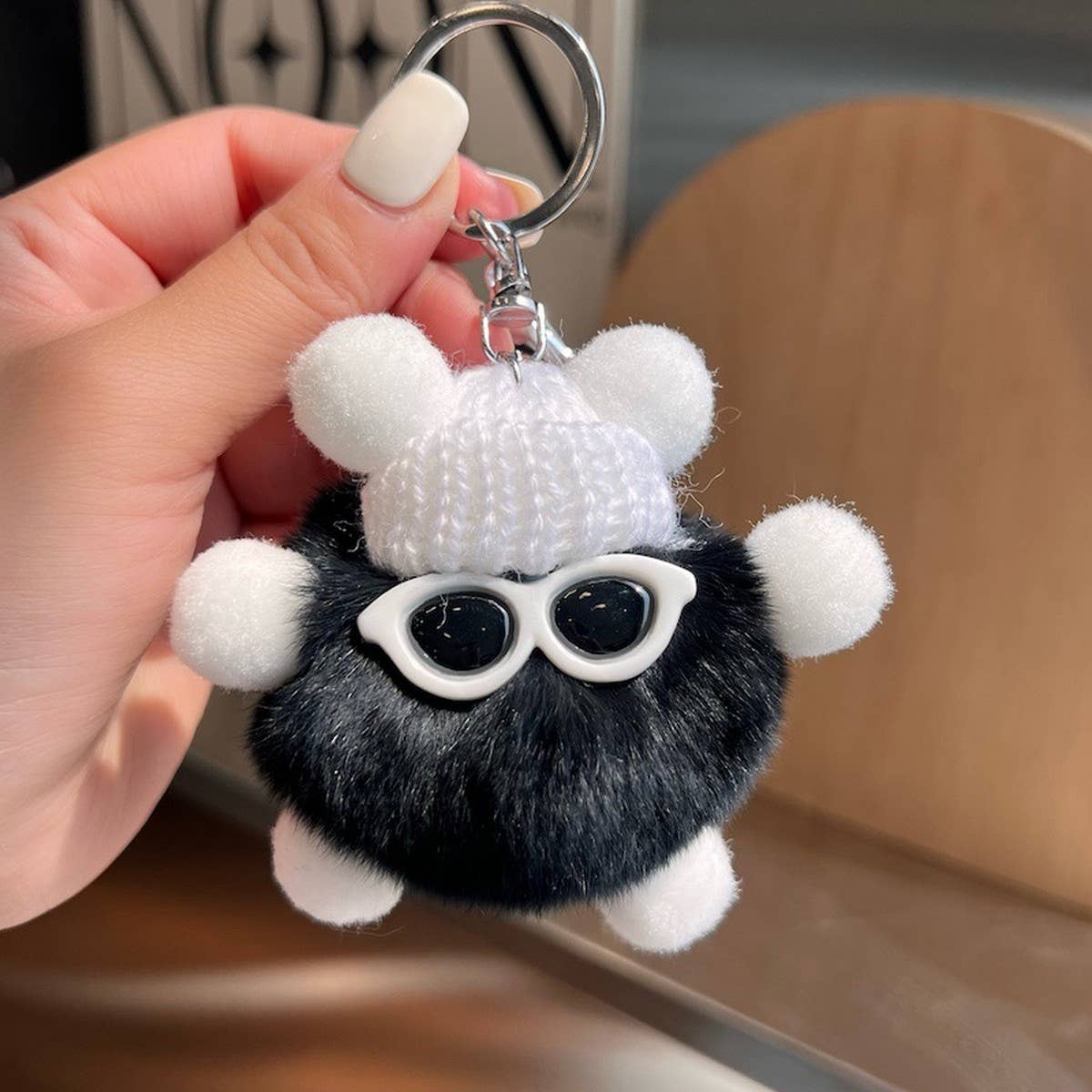 CUTE RABBIT FUR BRIQUETTES CAR KEYCHAIN PENDANT