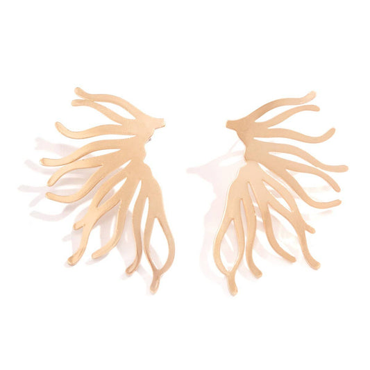 PUNK STYLE MINIMALIST FAN-SHAPED BURR EARRINGS_CWAJE1154