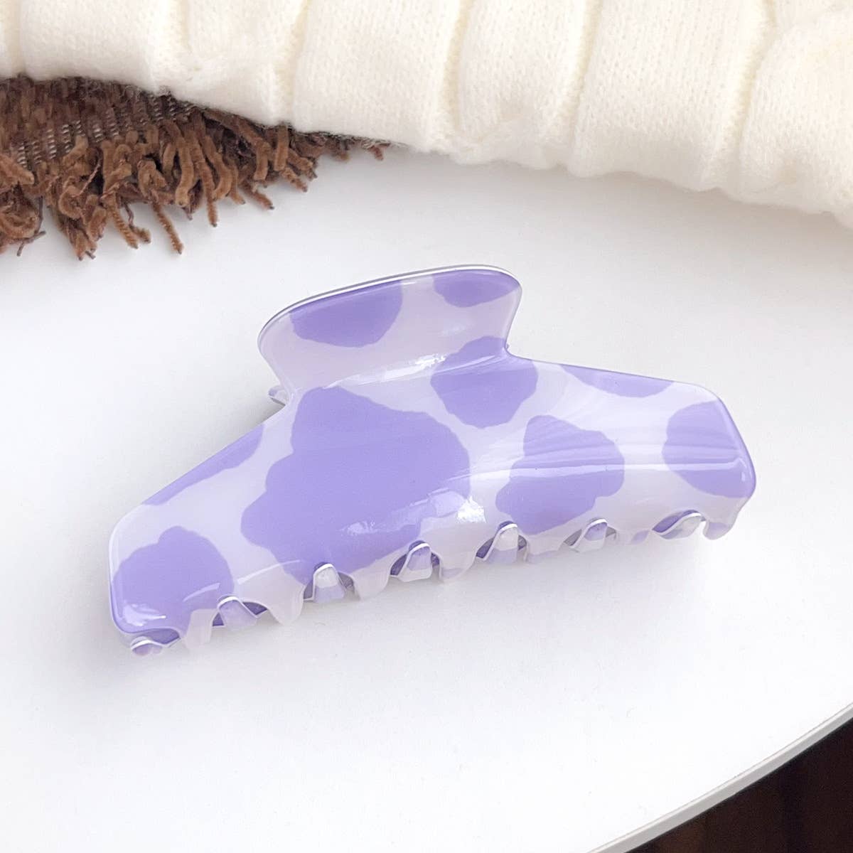 Colorful zebra print gripper French shark clip
