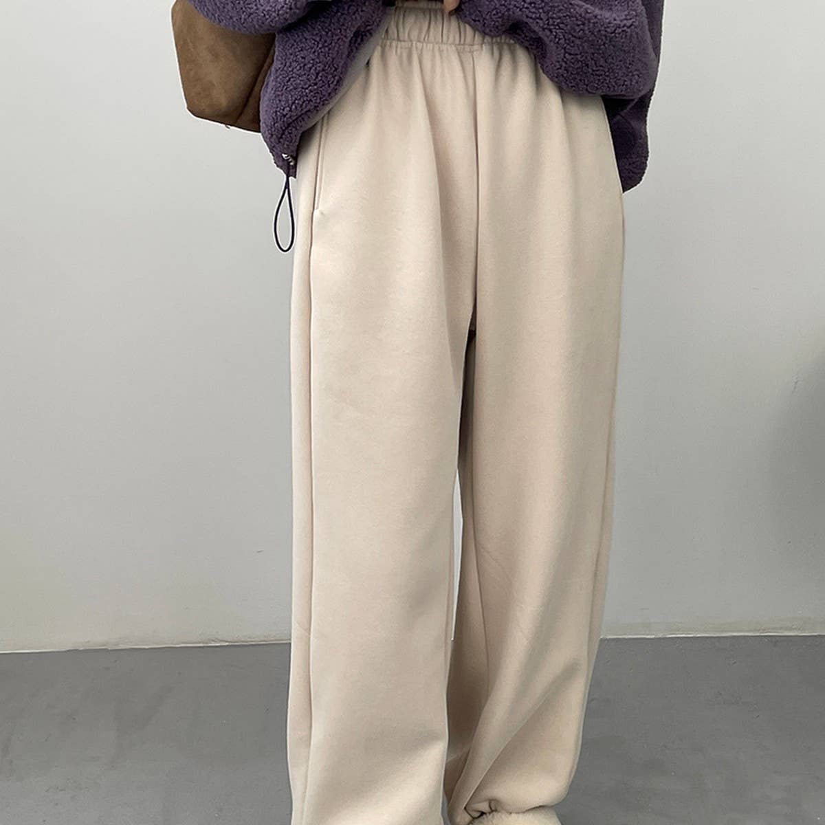 Fleece and thick warm corset wide leg sweatpants