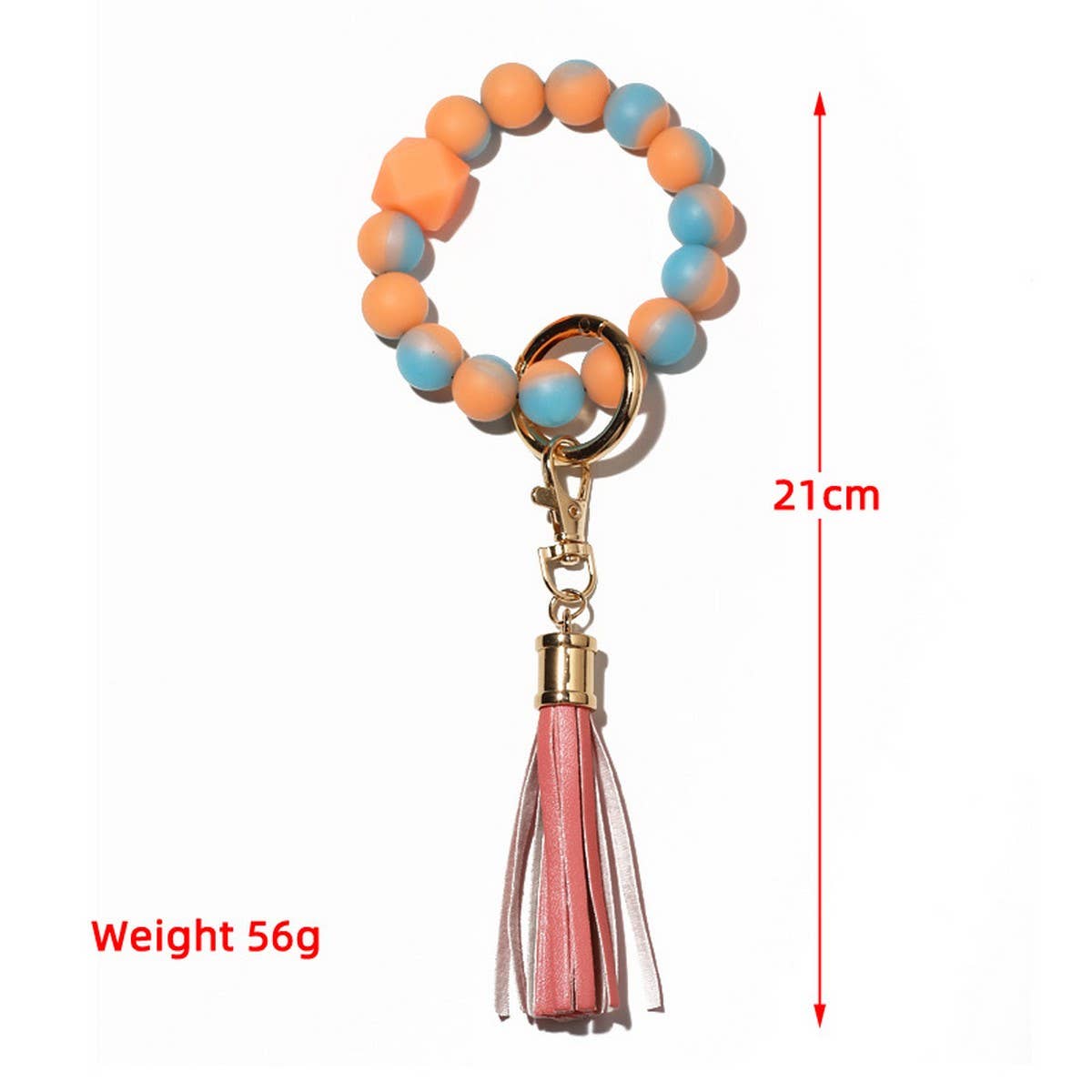 Glow in the Dark Silicone Bead Bracelet Keychain_CWAB5014