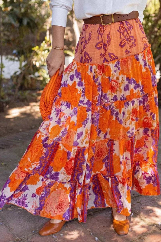 CWBLS0674_BOHO FLORAL RUFFLE HEM FLOWY MAXI SKIRT