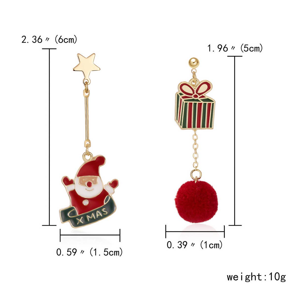 CHRISTMAS STAR BEAR GIFT IRREGULAR EARRINGS