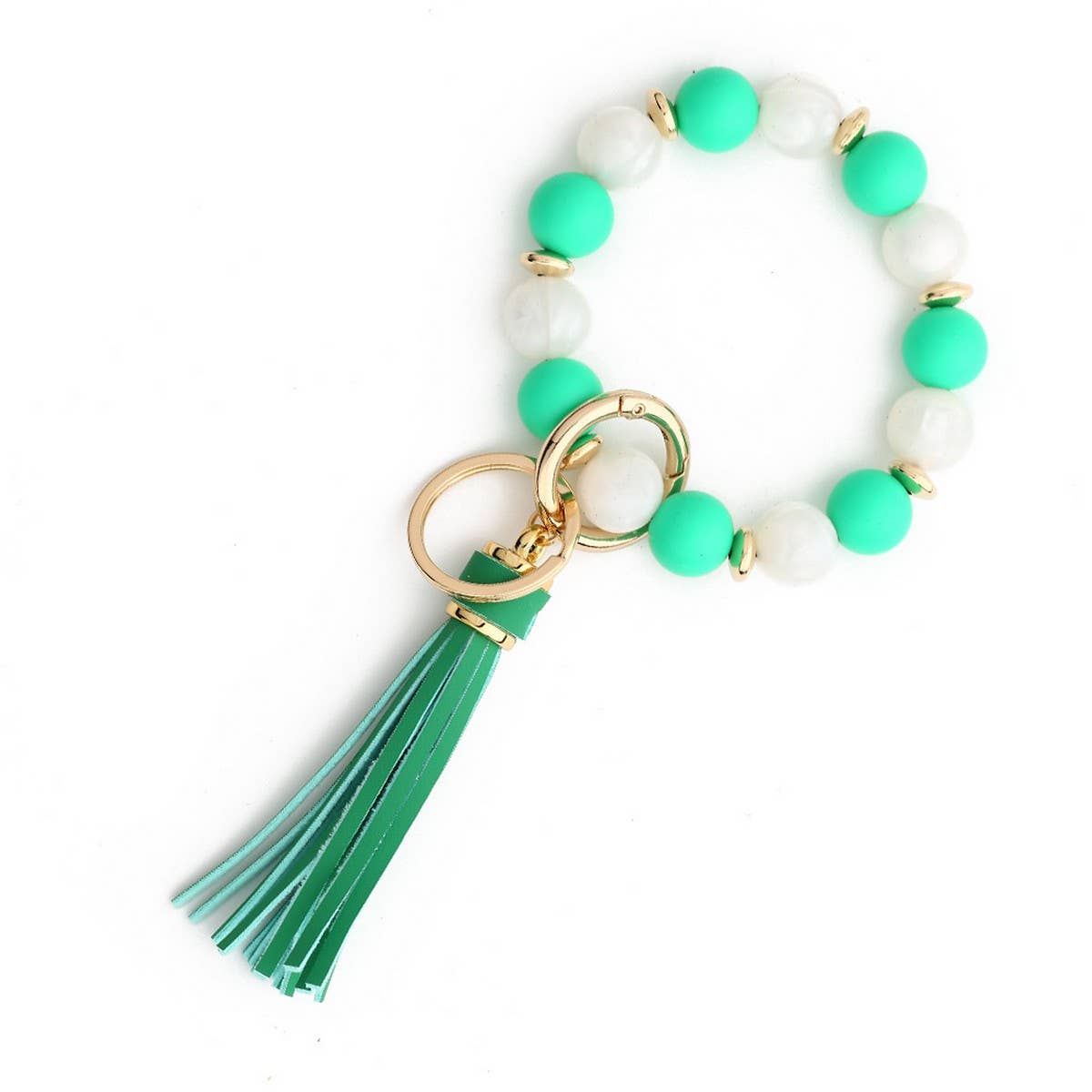 Silicone Bead Bracelet Keychain with Tassel_CWAB5026