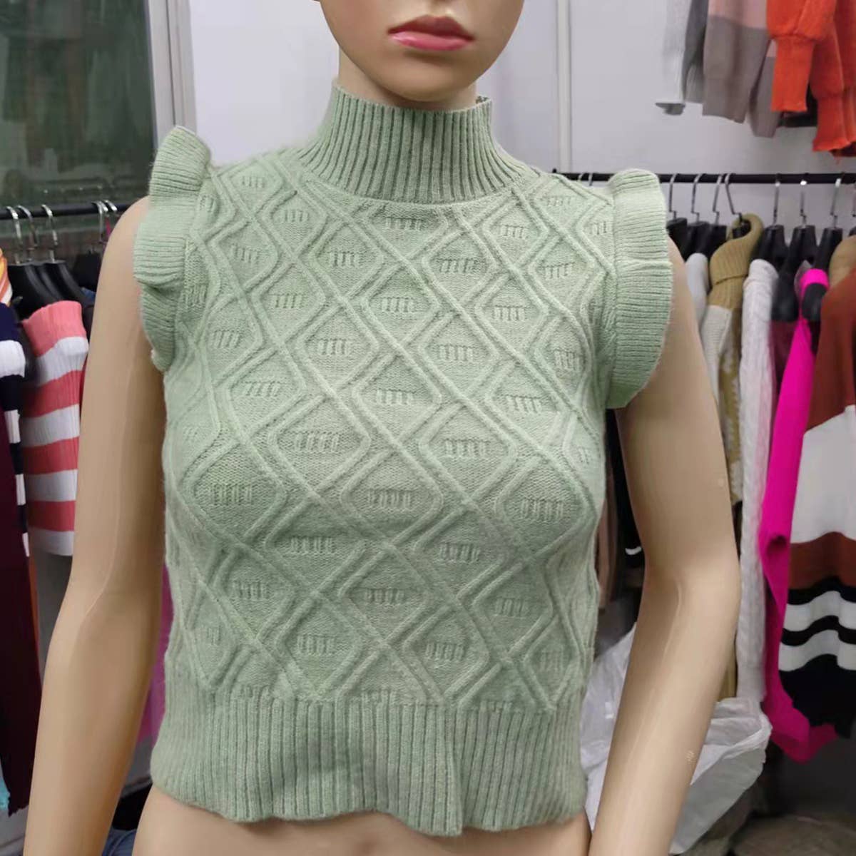 SLEEVELESS SOLID SWEATER WITH LOOSE TEMPERAMENT