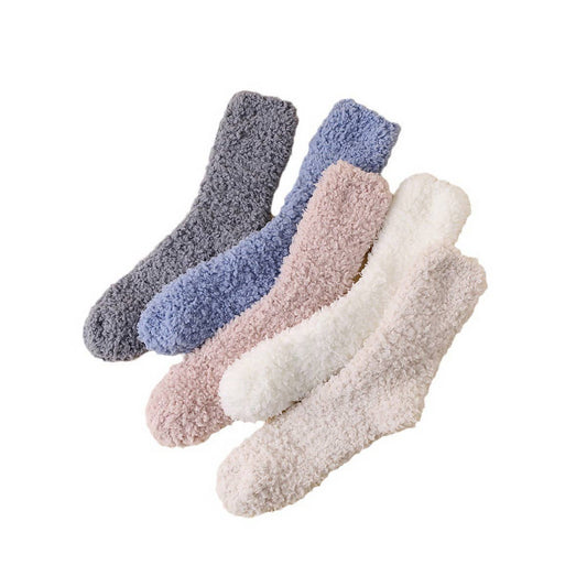 WOMEN LEISURE CORAL VELVET SOLID COLOR SOCKS