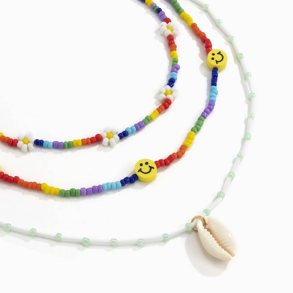 SHELL SMILEY DAISY BRAIDED NECKLACE