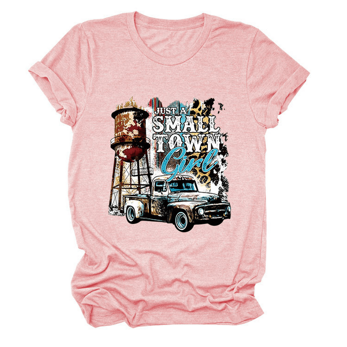 Just a Small Town Girl Print T-Shirt ??Loose Fit_CWTTS1525