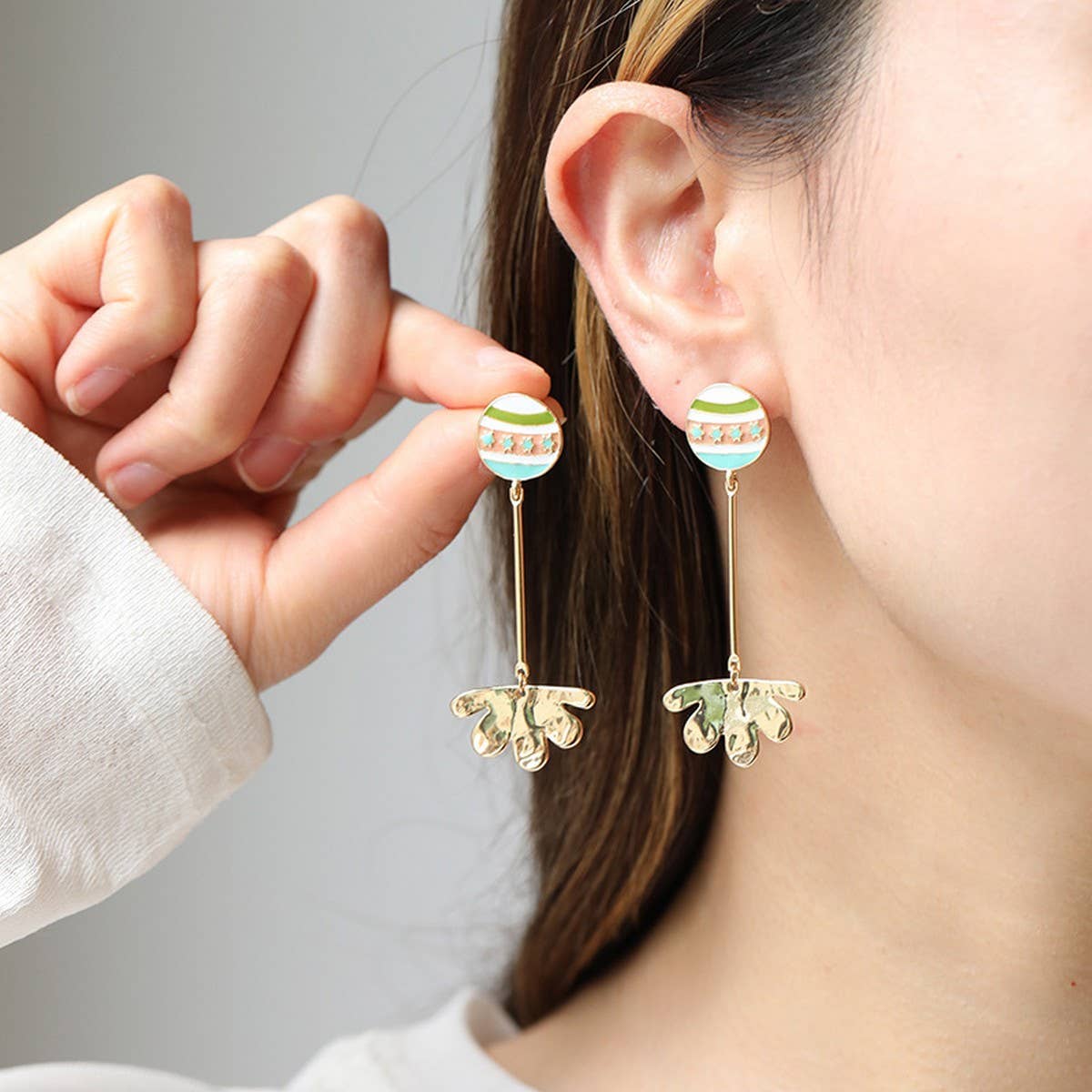 COLORFUL ENAMEL PENDANT NECKLACE EARRINGS SET