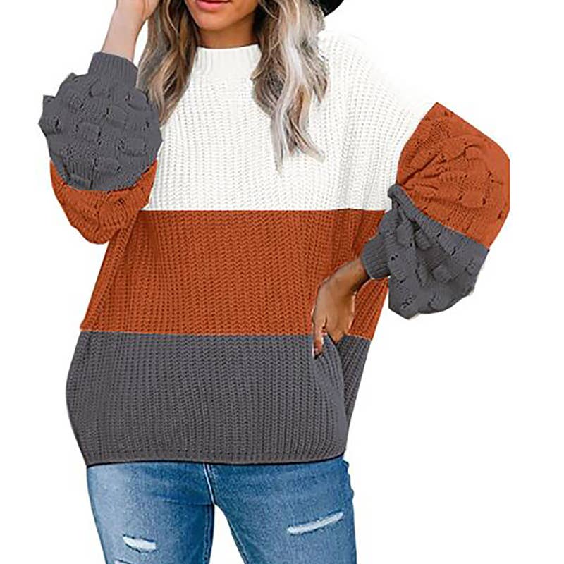 SWEATER KNITTED WITH LARGE SLEEVES AND CREW NECK