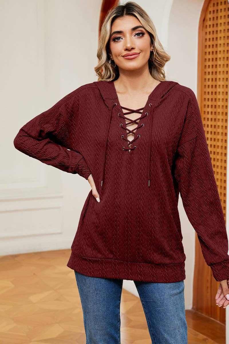 CWOHOL1096_AUTUMN AND WINTER SOLID COLOR HOODED SWEATSHIRT