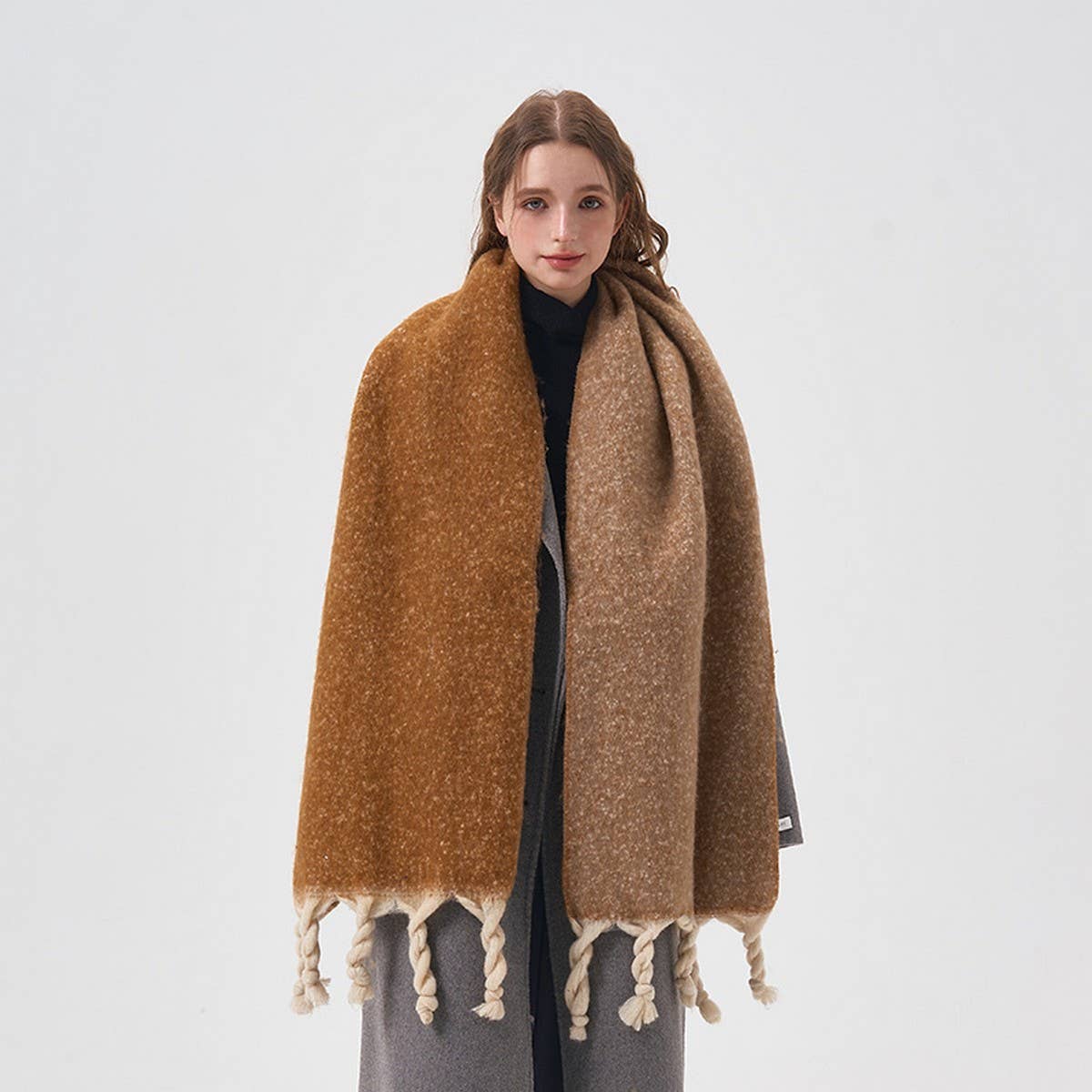 Handcrafted Tassel Double-Sided Scarf for Winter