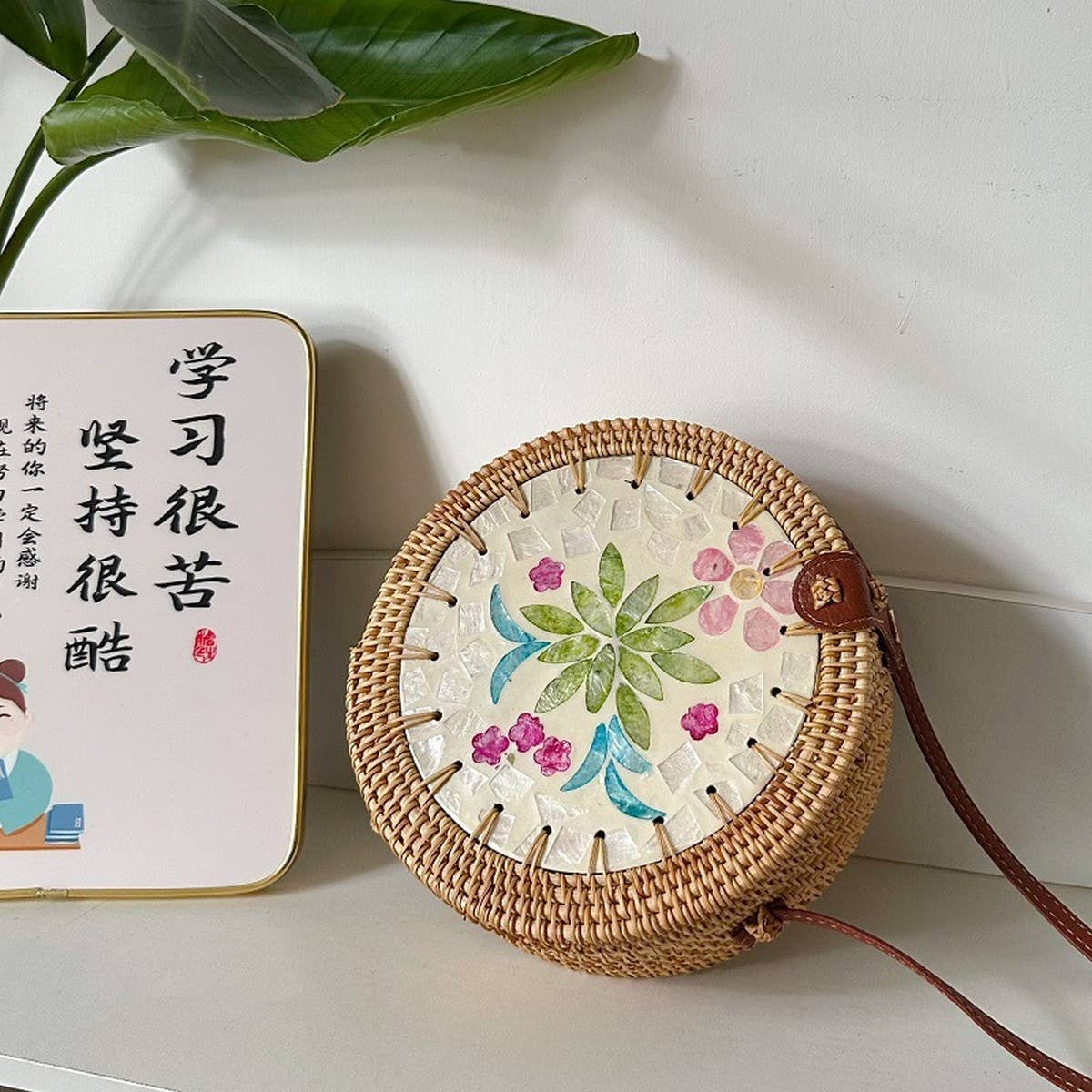 WOVEN COLORFUL SHELL SHOULDER CROSSBODY BAG_CWMM4546