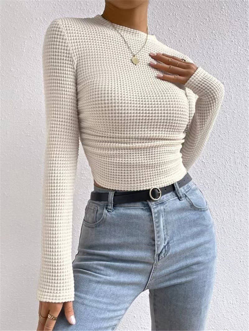 SEXY SLIM-FIT LONG-SLEEVED ROUND NECK T-SHIRT