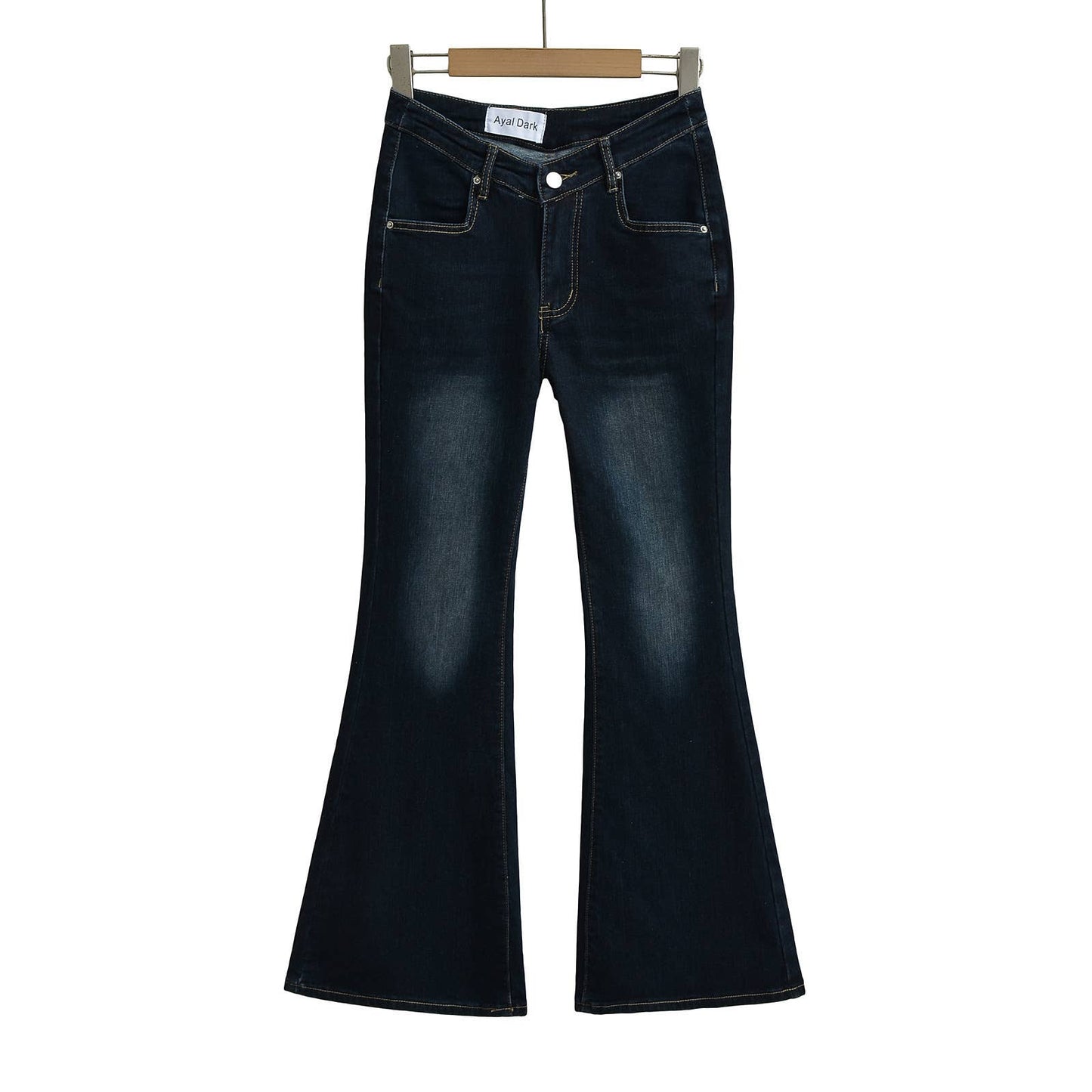 V-waisted fleece slightly flared long jeans