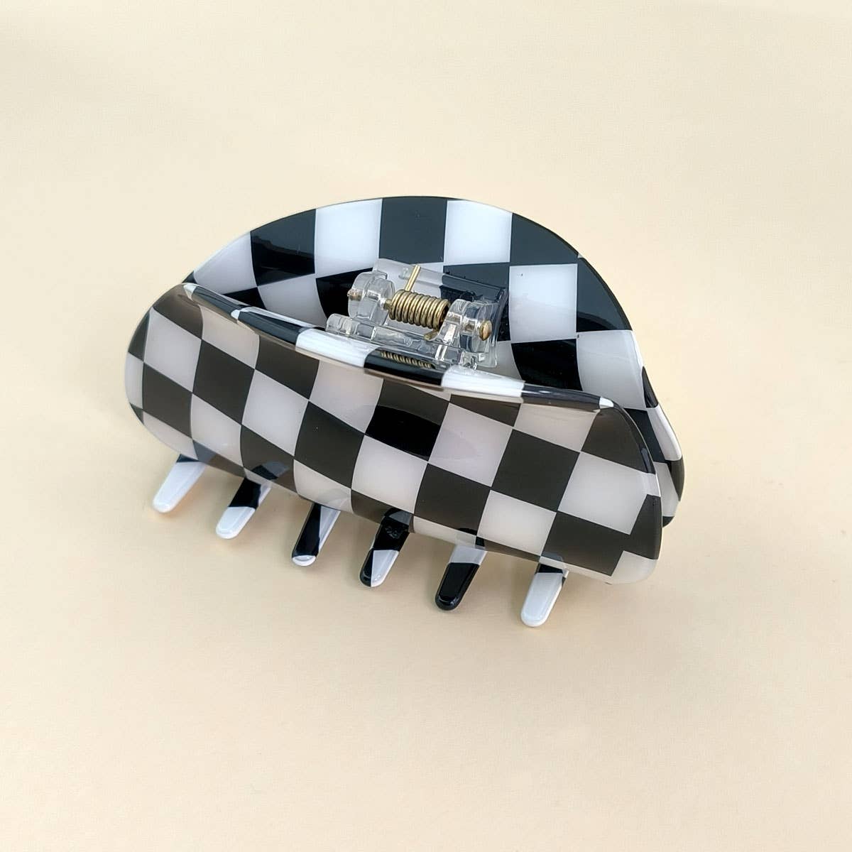 3.23"CHECKERED HAIR CLAW CLIP_CWAHA0313