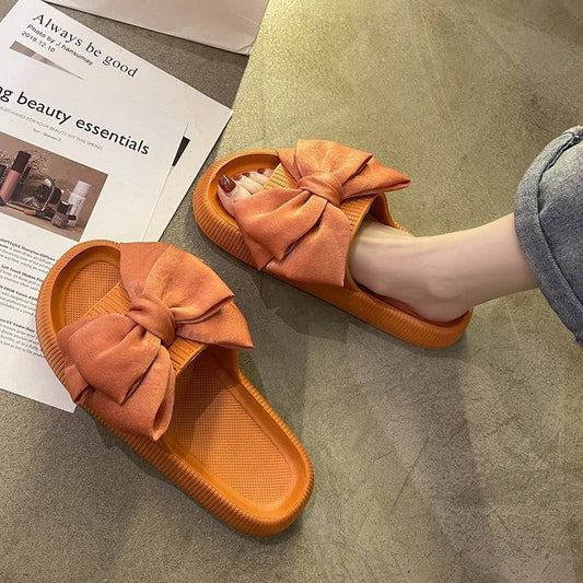 WOMEN FASHION THICK-SOLED BOW SLIPPERS