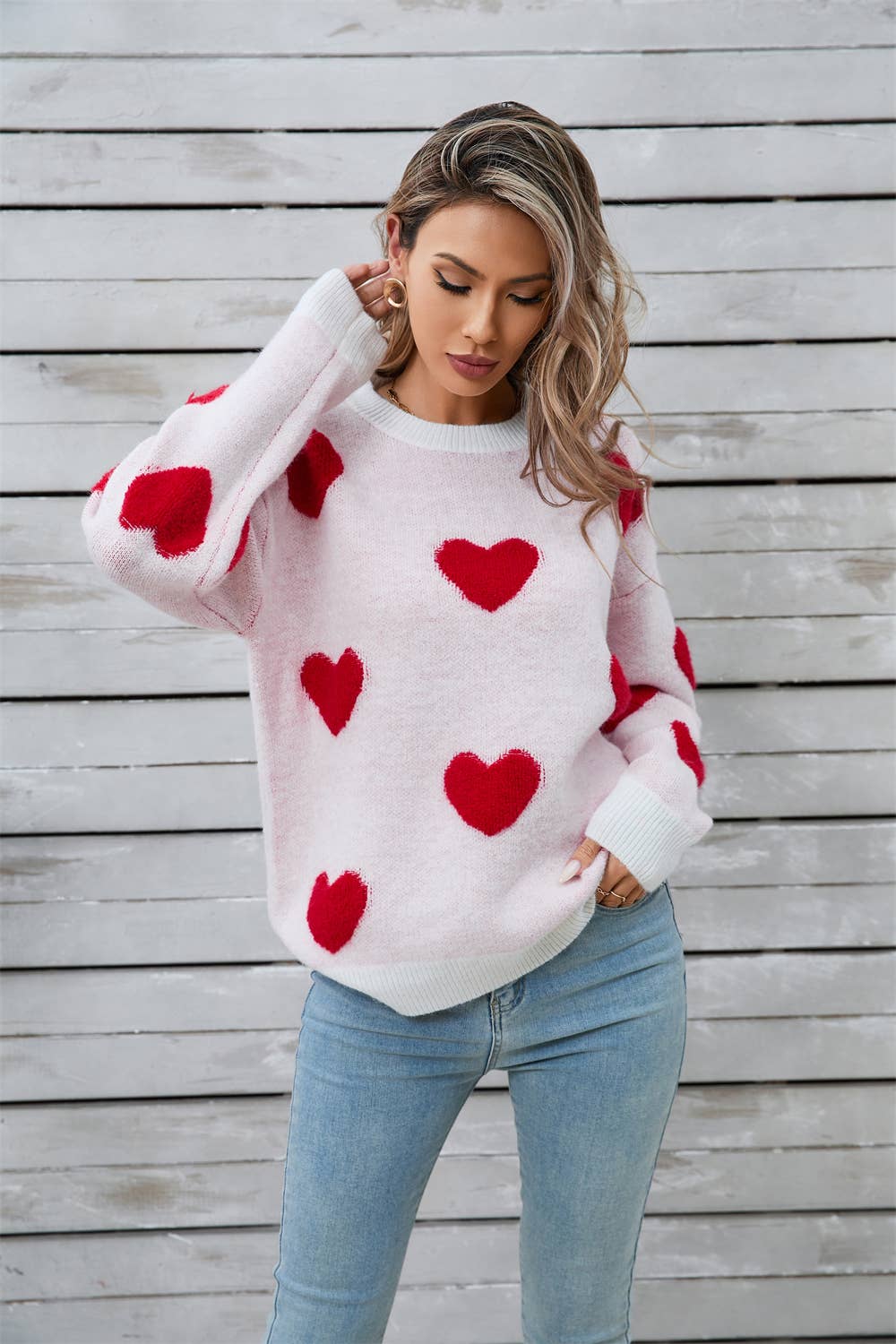VALENTINE'S DAY LOVE LONG-SLEEVED KNIT SWEATER