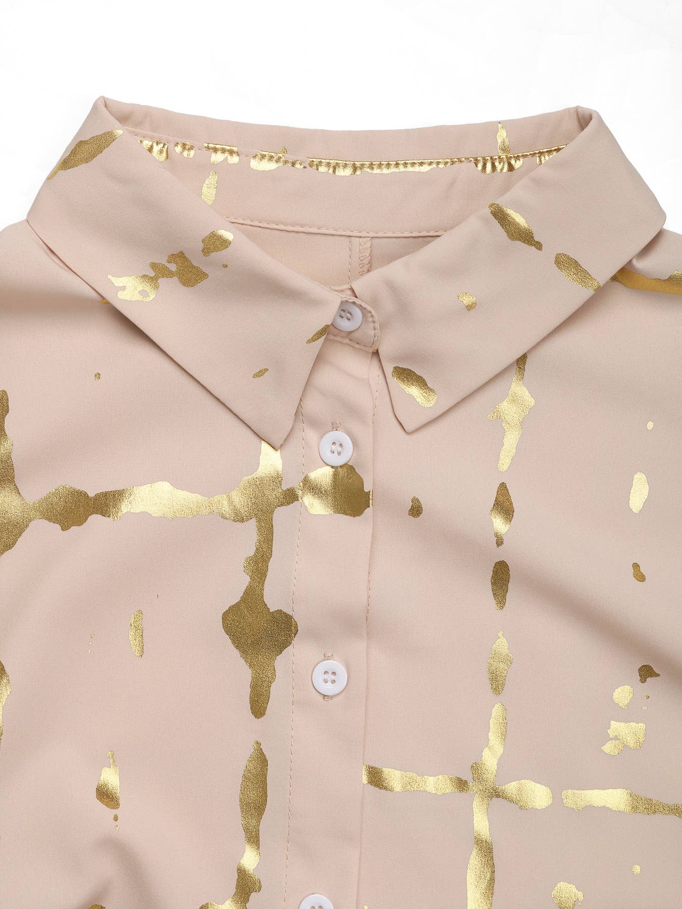Lapel gold-embossed printed shirt