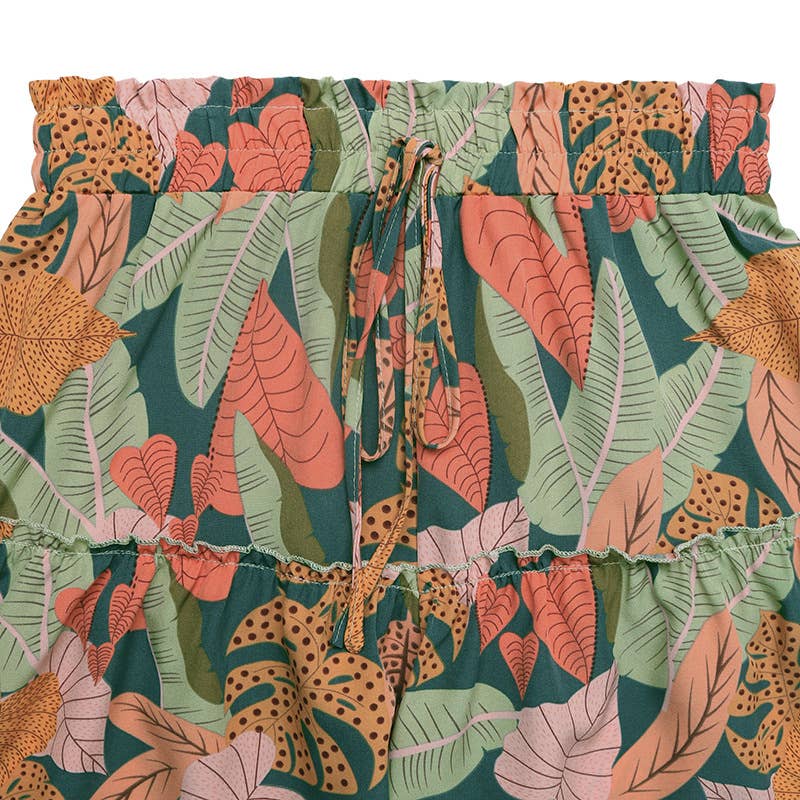 Tropical plant vacation printed elastic shorts
