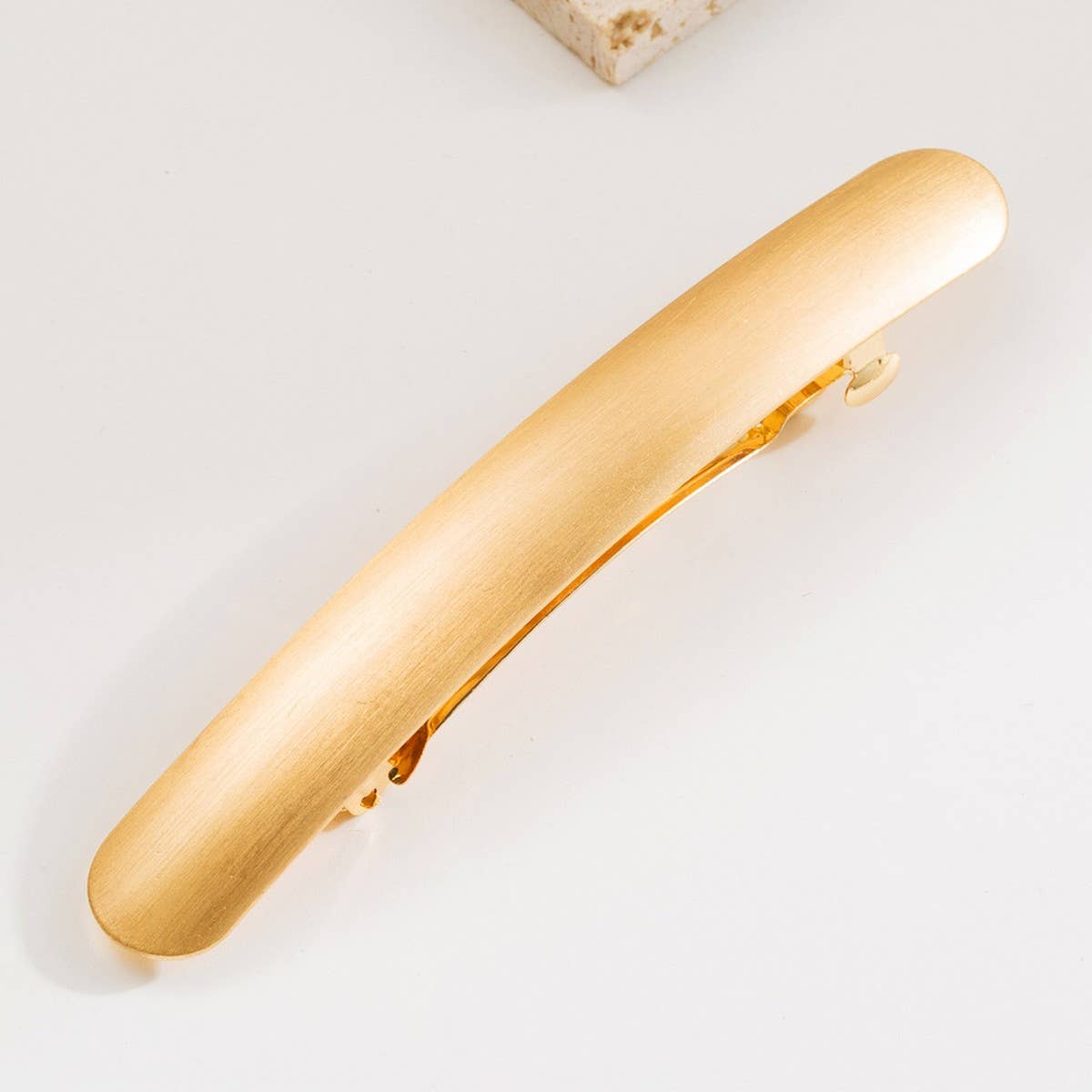 Gold Brushed Metal Spring Hair Clip for Ponytails