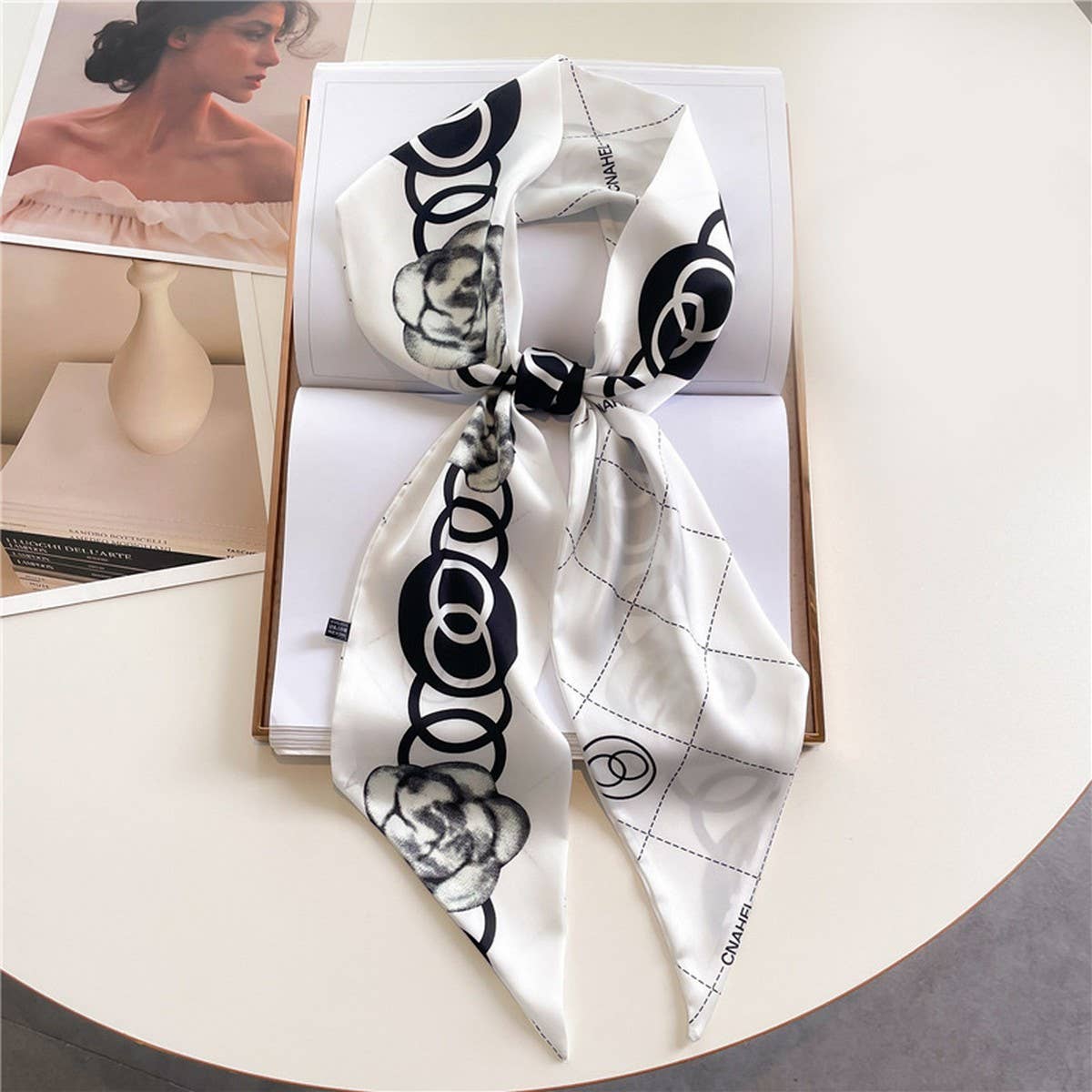 FASHIONABLE DOUBLE-LAYER RIBBON ANGLED HEAD SCARF