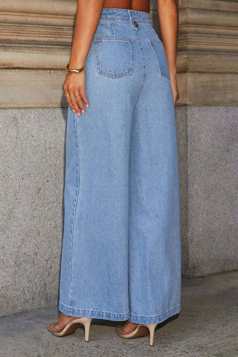CWJP0589_SOLID LOOSE FIT FASHION WIDE LEG JEANS