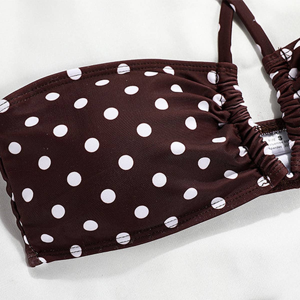 NEW BANDEAU STRAP SOLID COLOR SPLIT SWIMSUIT