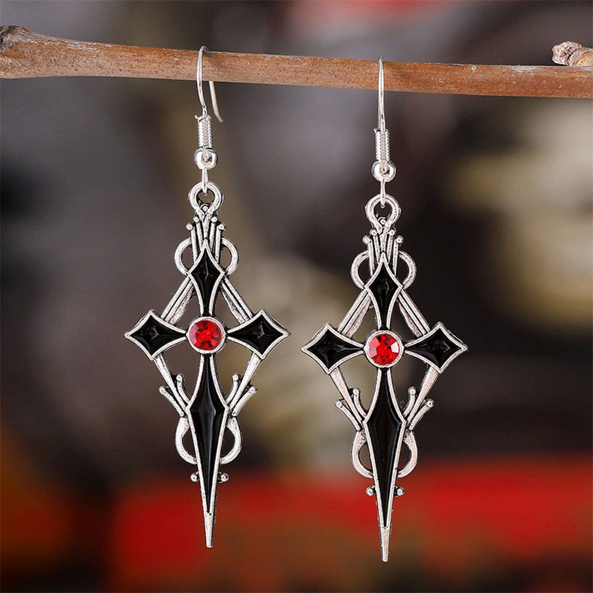 PERSONALIZED POINTED CROSS VAMPIRE EARRINGS_CWAJE1982