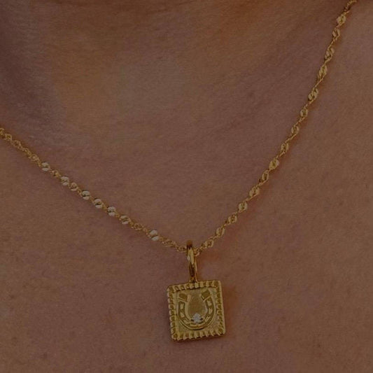 Stainless steel U-shaped necklace with zirconium_CWMM5600