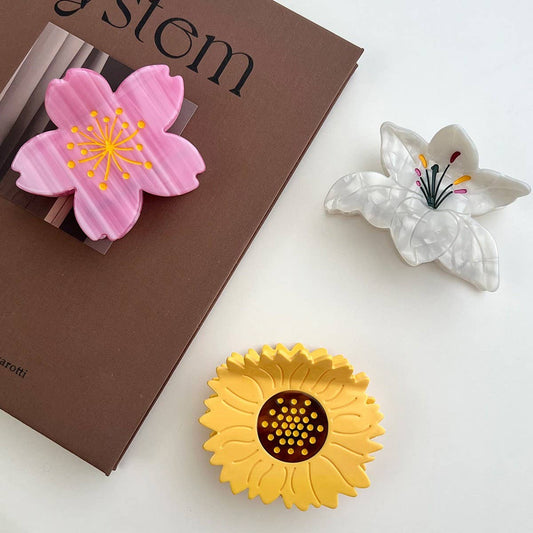 Daisy Acetate Hair Claw, Sweet Sunflower Bun Clip