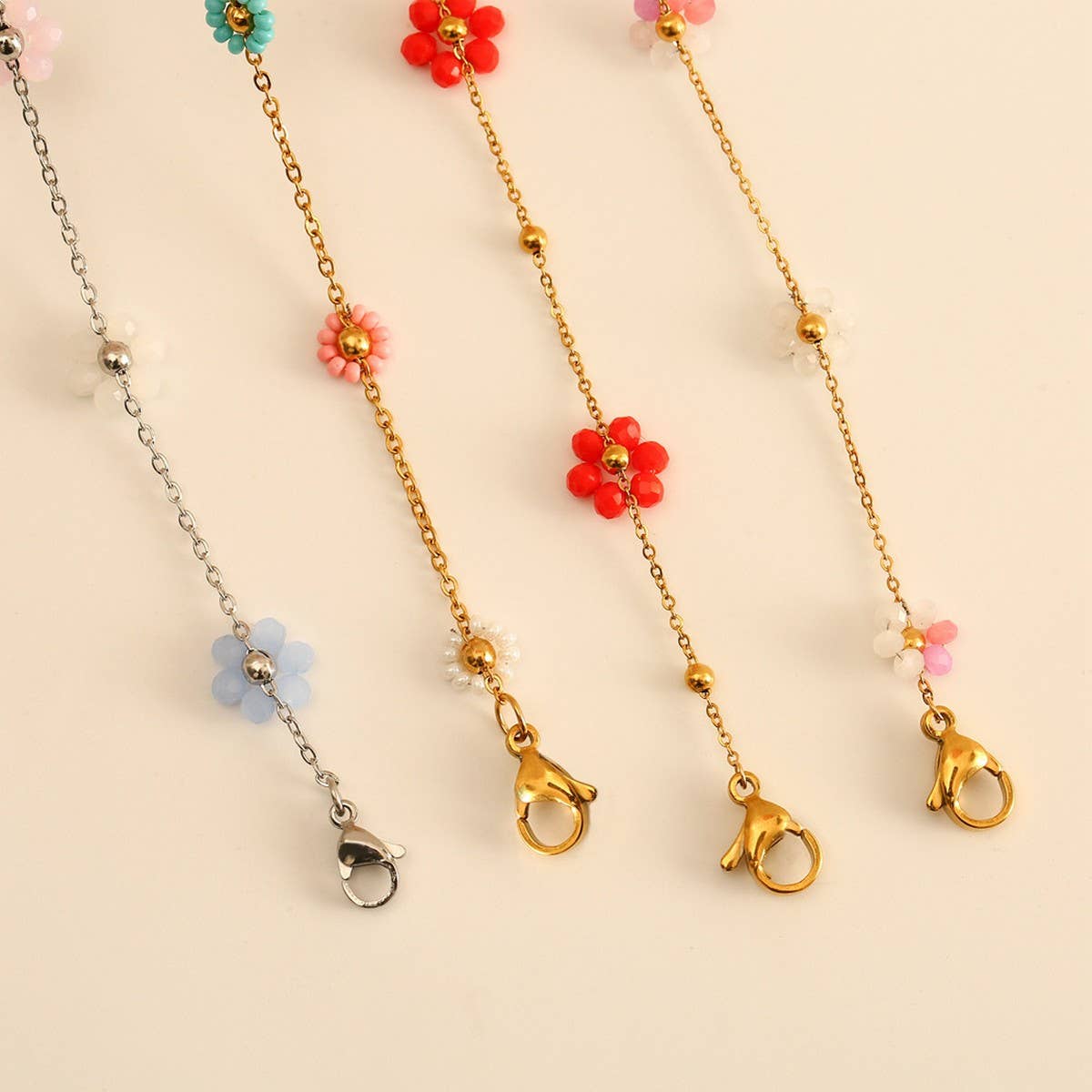 Colorful Stainless Steel Flower Anklet