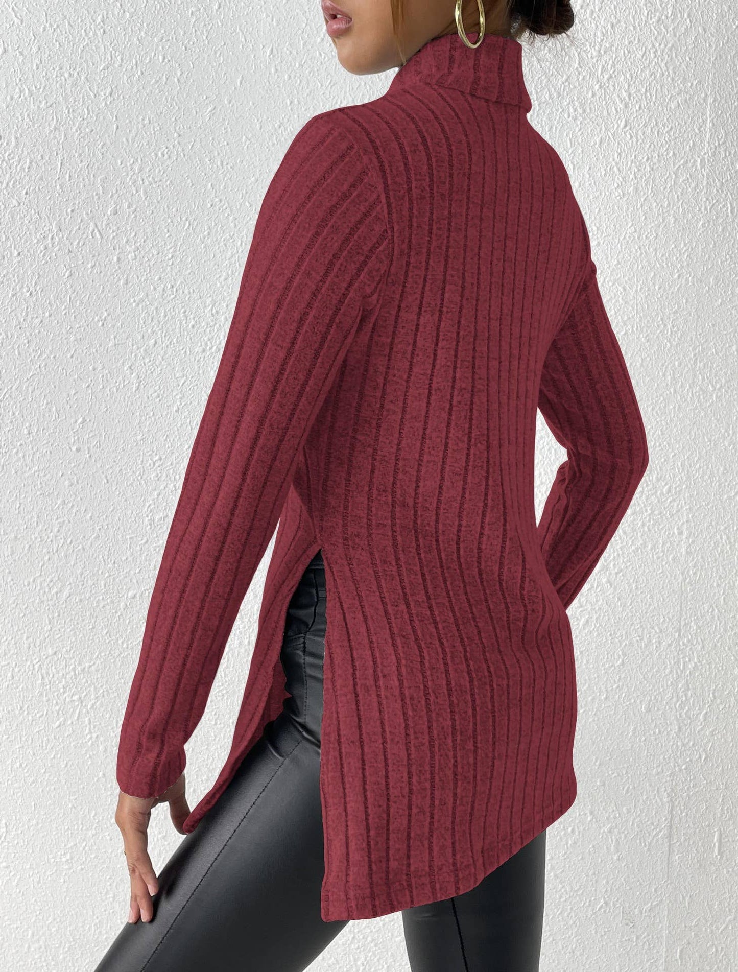 SLIM-FIT MID-LENGTH SWEATER SLIT PIT STRIPES