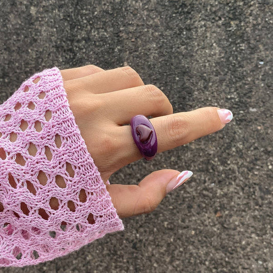 COLORFUL PASTORAL HEART THREE-DIMENSIONAL RING