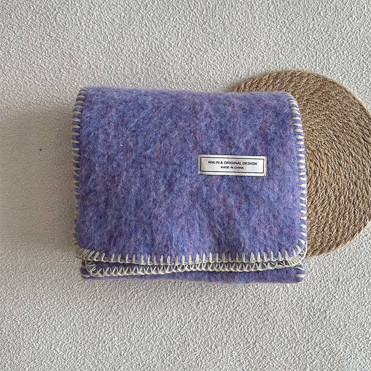 Solid Wool Blend Knit Scarf ??Color-Blocked Trim_CWASC2291