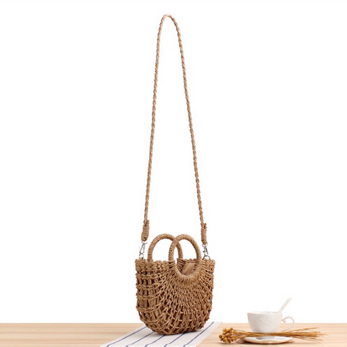 SEMI-CIRCLE HOLLOW STRAW BAG_CWAB2098