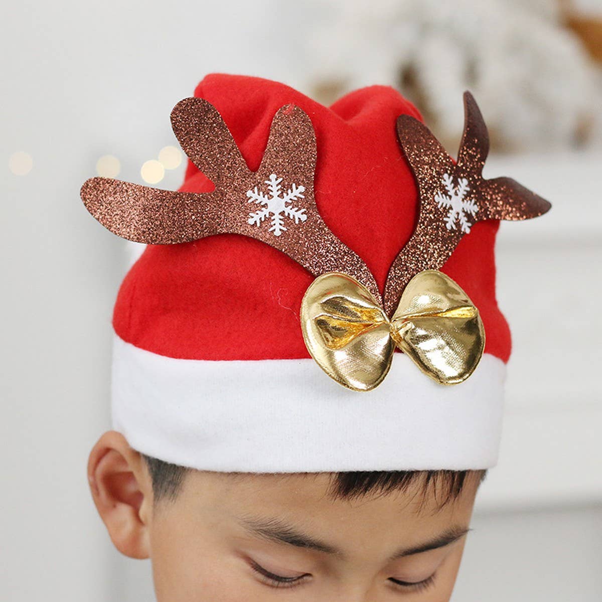 Luxury Velvet Reindeer Santa Hat for Xmas_CWAJE05369