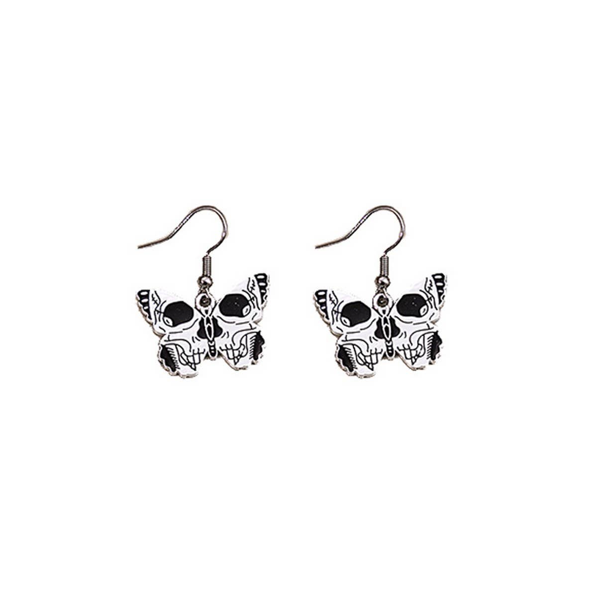 HALLOWEEN SKULL DARK BUTTERFLY EARRINGS