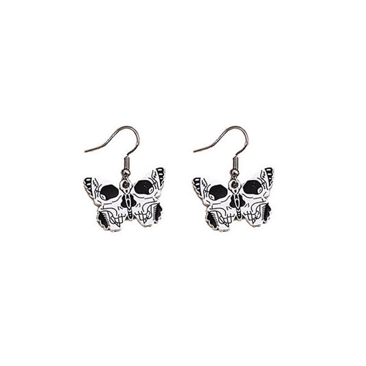 HALLOWEEN SKULL DARK BUTTERFLY EARRINGS