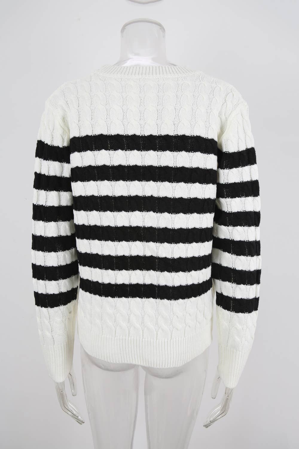 Twisted and color-blocked round-neck sweater