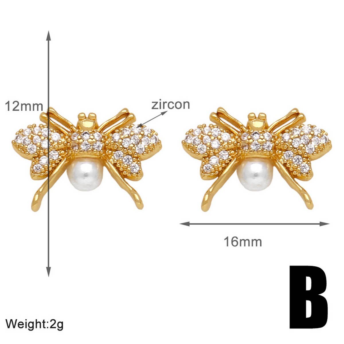 FASHIONABLE ZIRCON INLAID BEE EARRINGS