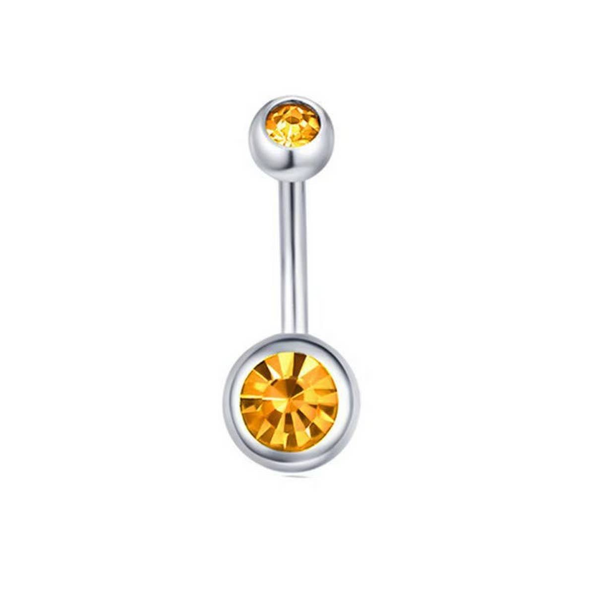 Double Gem Belly Button Ring ? Stainless Steel