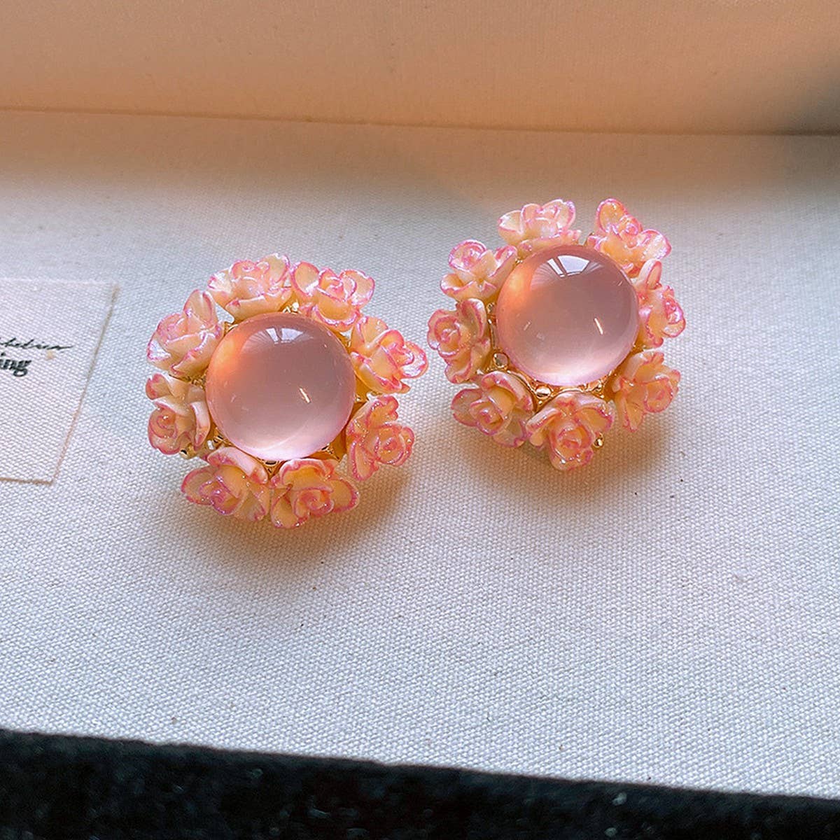 SWEET GIRLY ROUND FLOWER EARRINGS