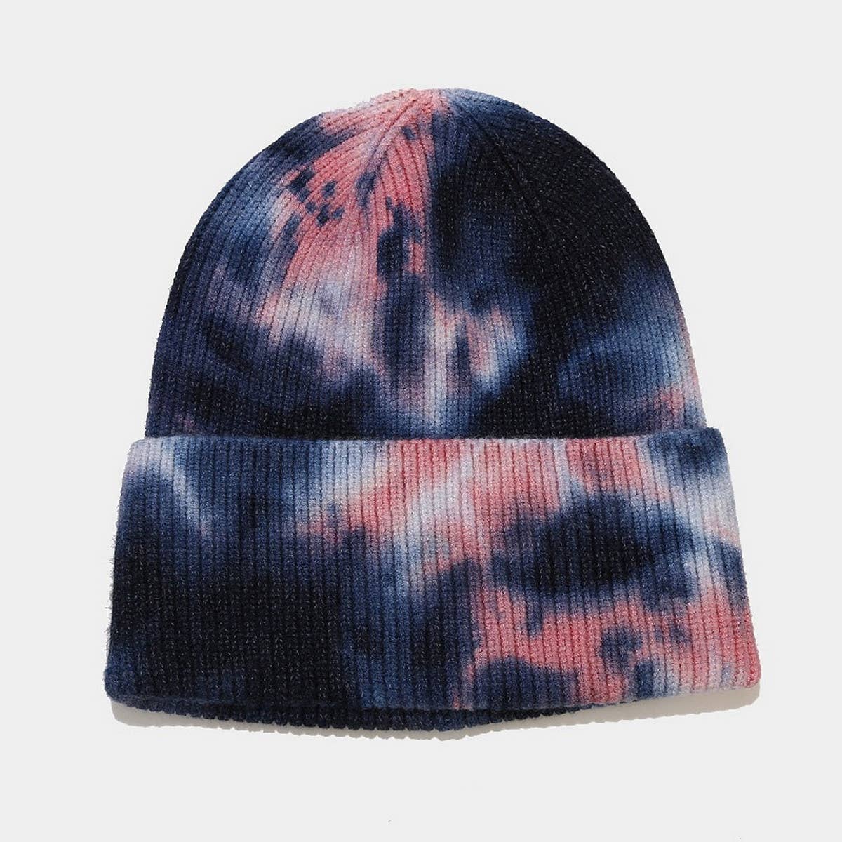 OUTDOOR WARM CURLED EDGE TIE-DYE KNITTED HAT_CWAH1593