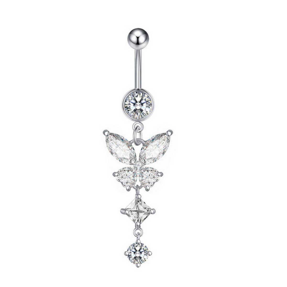 Butterfly Dangle Belly Button Ring Piercing_CWMM9453