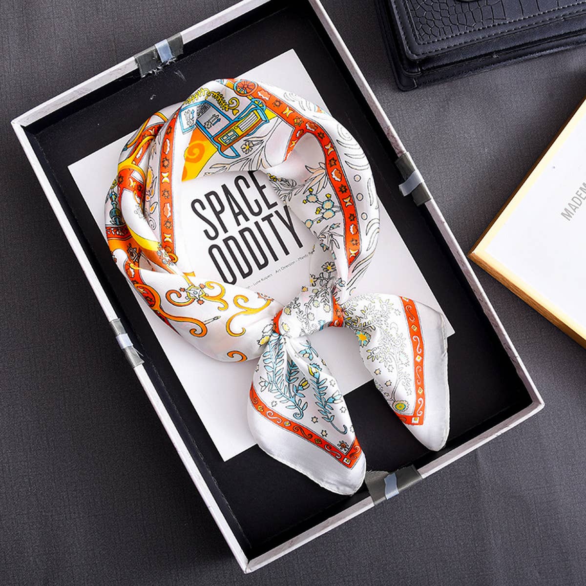 CWASC2407_CONTRAST COLOR POLKA DOT TRENDY RETRO SCARF