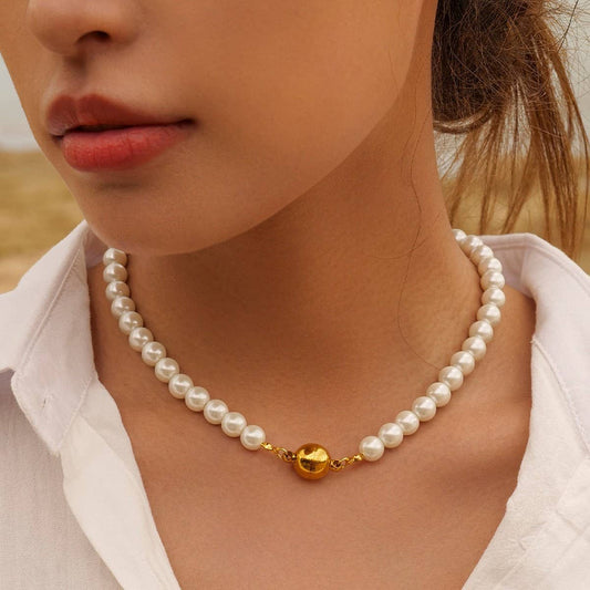 NICHE PEARL FRENCH LIGHT LUXURY NECKLACE_CWAJE1430