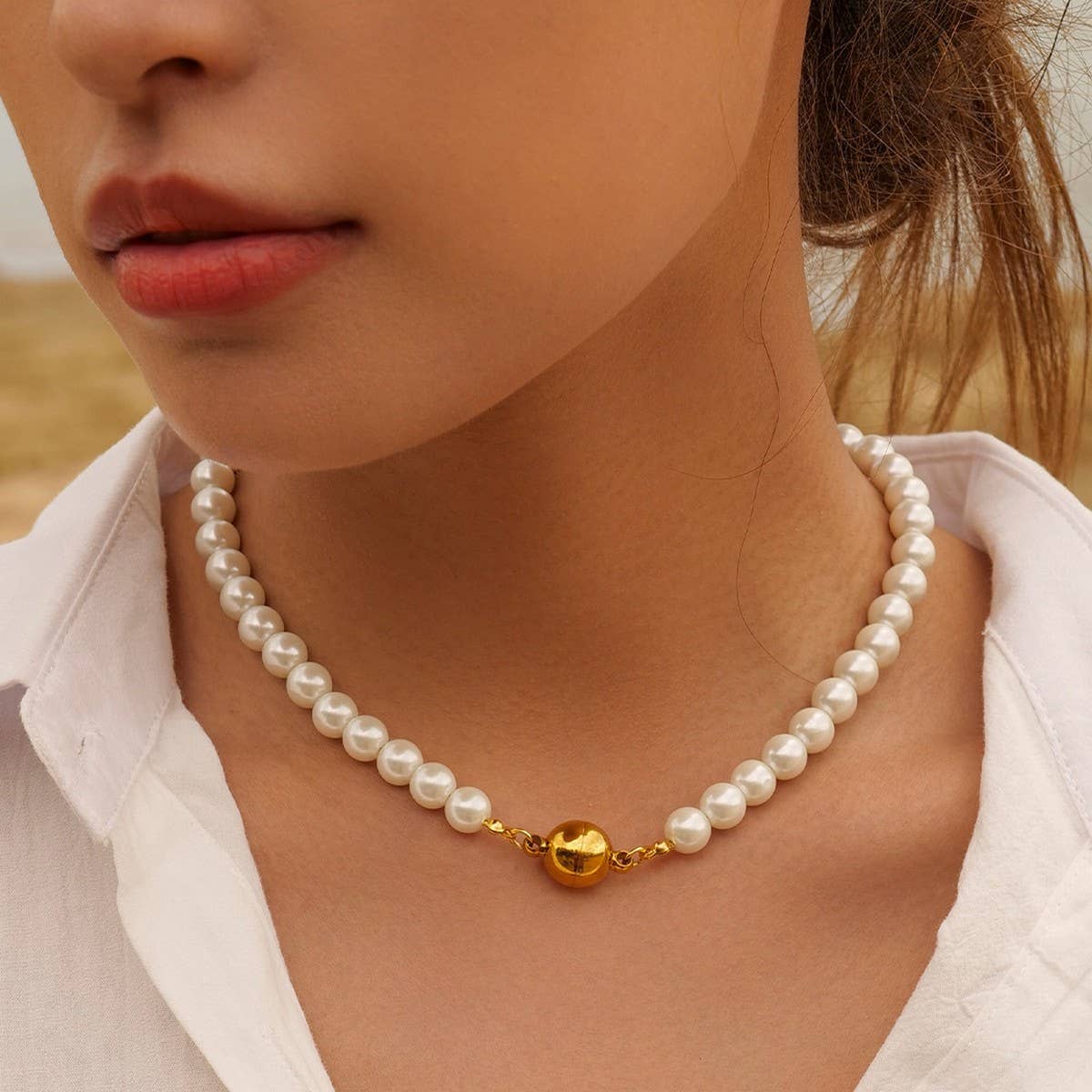 NICHE PEARL FRENCH LIGHT LUXURY NECKLACE_CWAJE1430