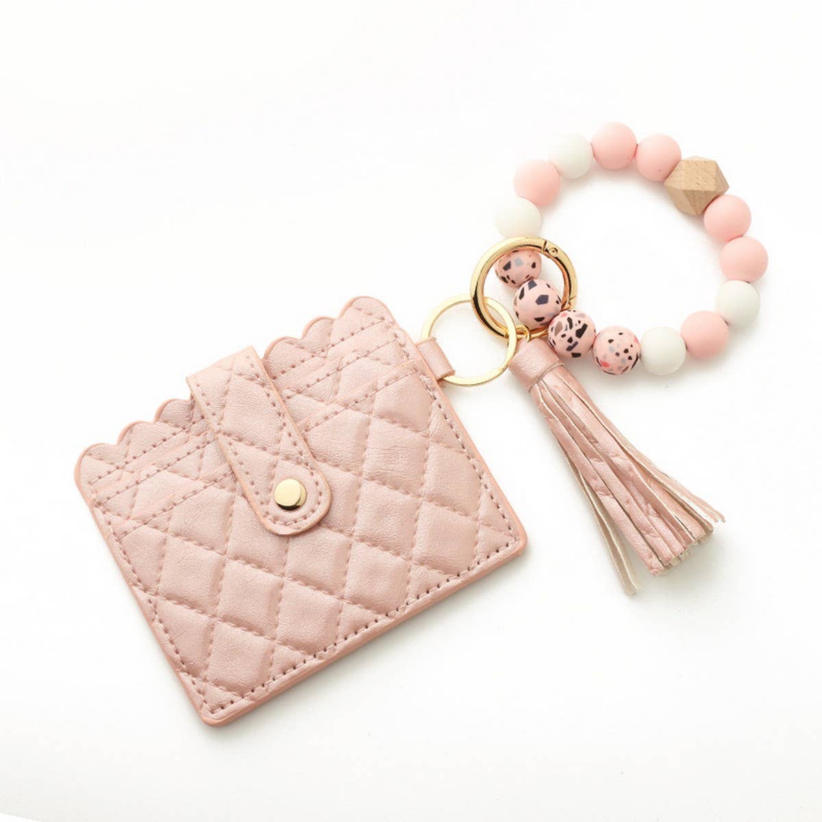 SILICONE BEAD TASSEL BRACELET KEYCHAIN CARD BAG