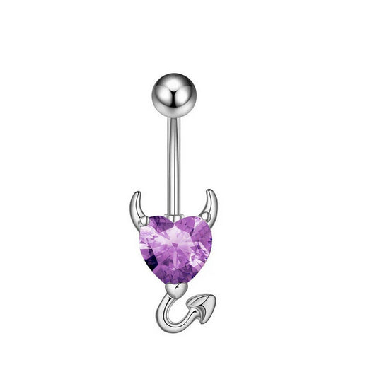 Devil Heart Zircon Belly Button Piercing Ring